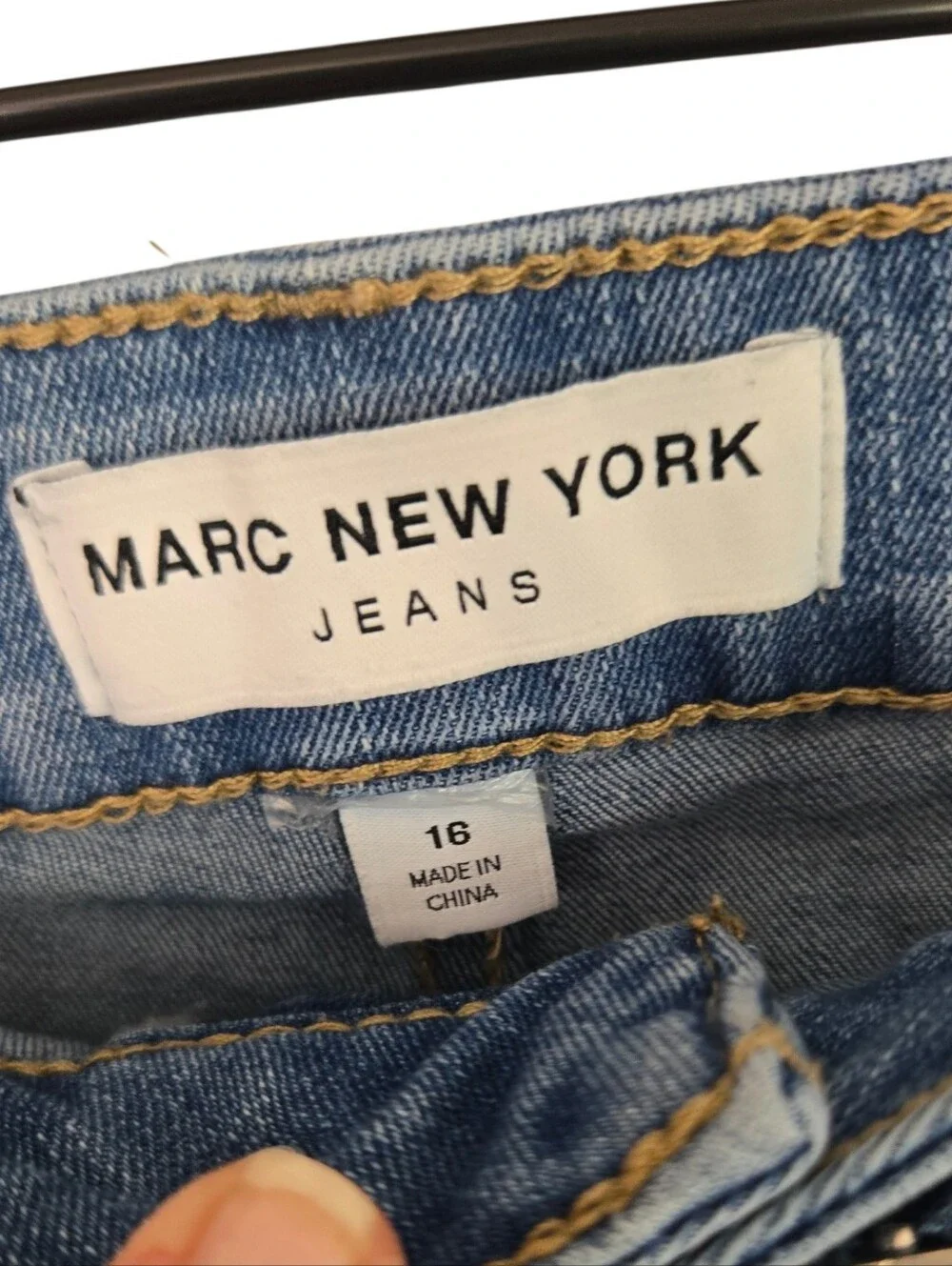 👖 Marc New York Jeans Belted Denim Shorts Size 16 High Rise Classic Blue